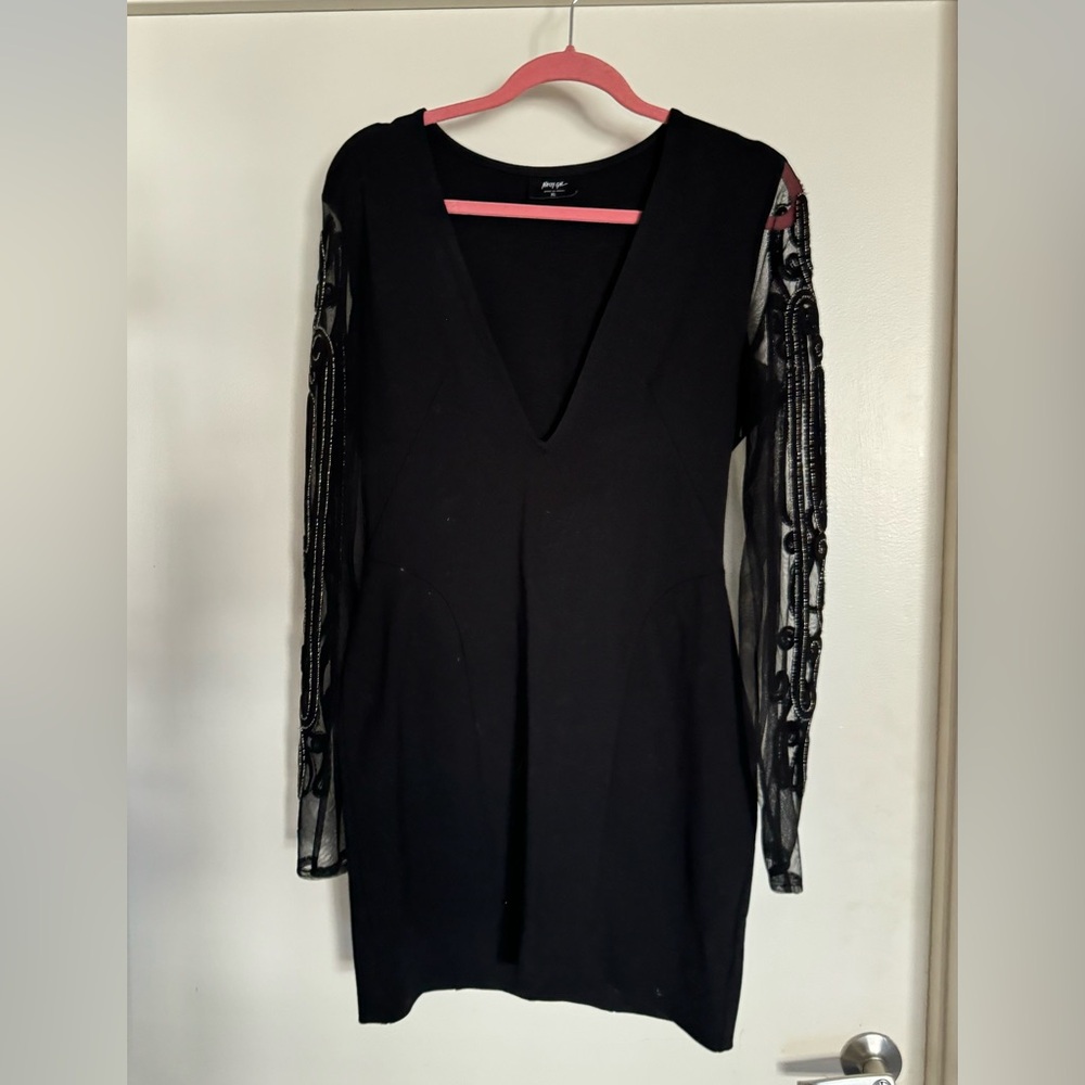 Black Sheer Embellished Dress